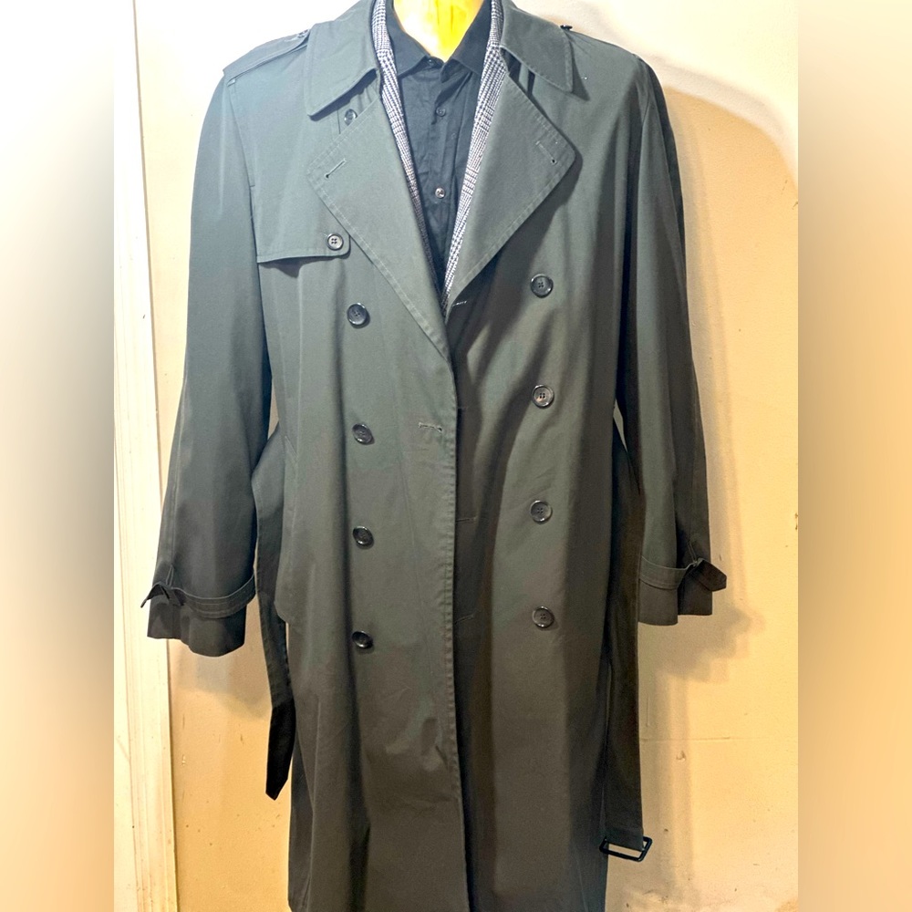 Unisex Grey London Fog Double breasted Trench Coat